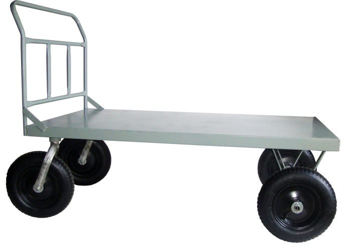 GRD_14_carrinho-plataforma-wm18.jpg Carrinho de Carga Plataforma de Aço 1 Aba Dirigível - 800 kg (WMF18) - Imagem 1