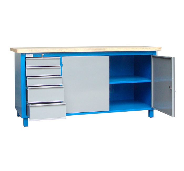 Bancada Manutenção Pesada 5 Gavetas 2 Portas c/ Chaves, Reforçada (WMFBAL18805G2P) - Imagem 2