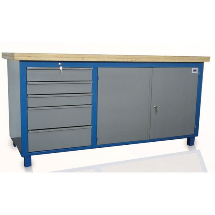 GRD_68_bancada-fechada-WMBAL18805G2P.jpg Bancada Manutenção Pesada 5 Gavetas 2 Portas c/ Chaves, Reforçada (WMFBAL18805G2P) - Imagem 1