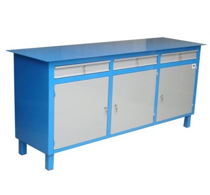 Bancada Manutenção Pesada Gavetas e Portas c/ Chaves, Reforçada, Tampo de Aço (WMFBAL20603G3P)