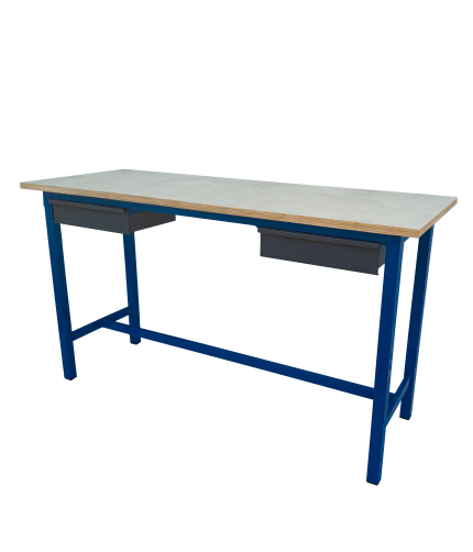 BANCADA ABERTA COM TAMPO DE MADEIRA - 2 GAVETAS - 1500X600 MM (WMFB15601T2G)