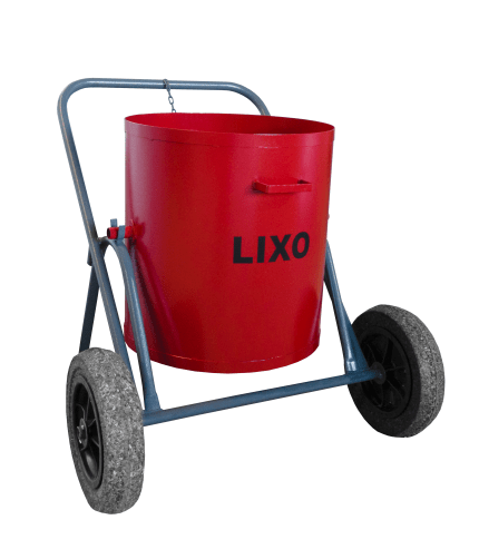 Carrinho Gari para Lixo 90 litros – Aço - ECO - Pneus S/Câmara - Vermelho - WMFGARIAPMV
